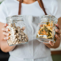 Bocal en verre avec couvercle articulé